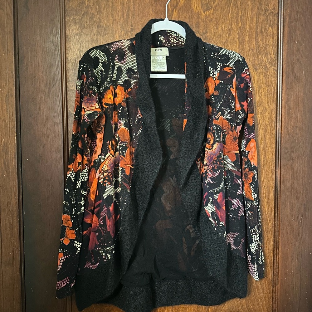 Fuzzi Jean Paul Gaultier Fall Floral Lightweight Cardigan Size S - Picture 2 of 4
